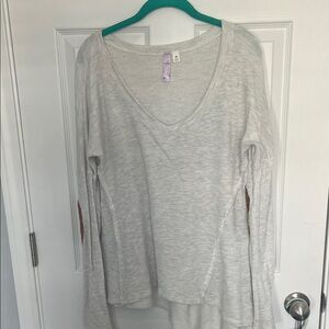 Alya Light Gray V-Neck Long Sleeve Top